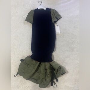 NWT Sacai Wool Puff Sleeve Midi Dress Size 1